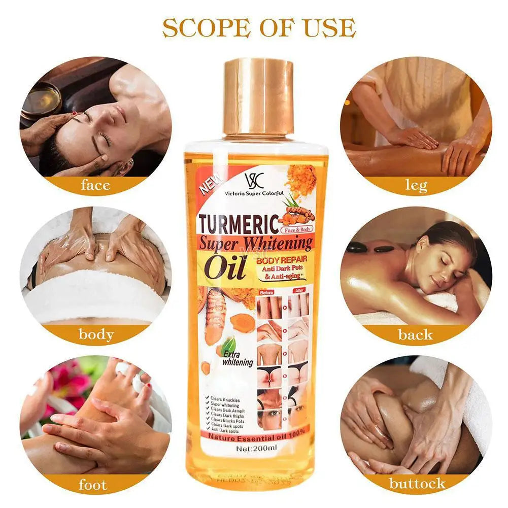 Turmeric Essential Oil – 200ml Facial & Body Massage Oil for Skin Brightening, Moisturizing & Aromatherapy