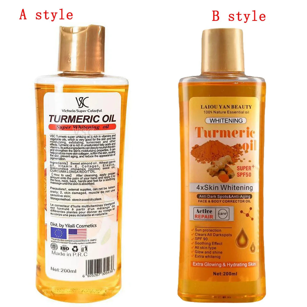 Turmeric Essential Oil – 200ml Facial & Body Massage Oil for Skin Brightening, Moisturizing & Aromatherapy