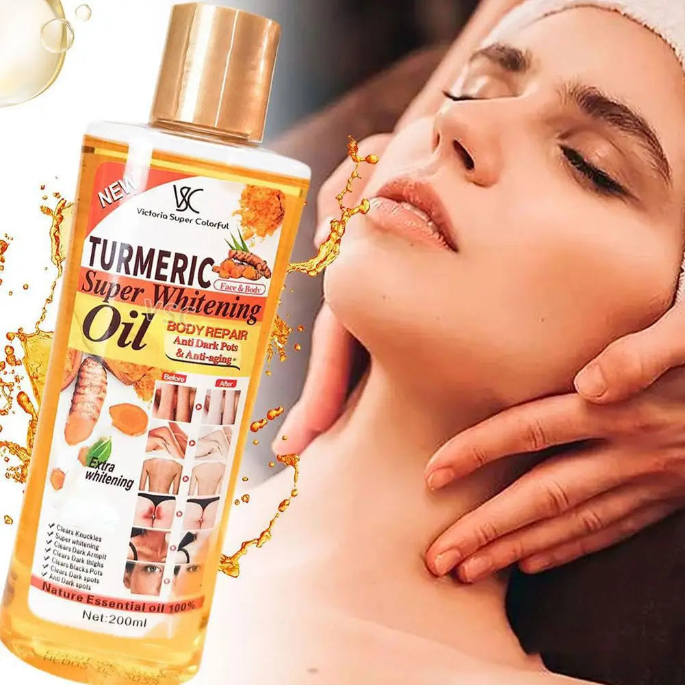 Turmeric Essential Oil – 200ml Facial & Body Massage Oil for Skin Brightening, Moisturizing & Aromatherapy